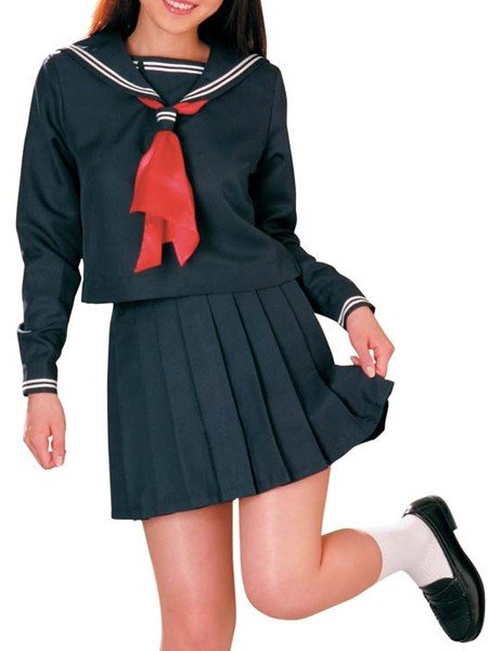 Dark Blue Long Sleeves Sailor Uniform Cosplay Costume